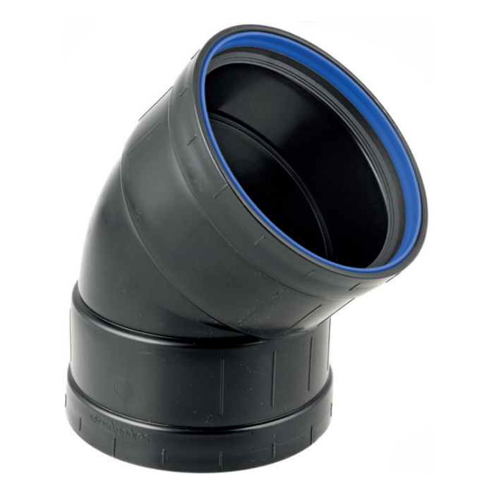 PP bocht zwart 2 x manchet 50 mm 45°
