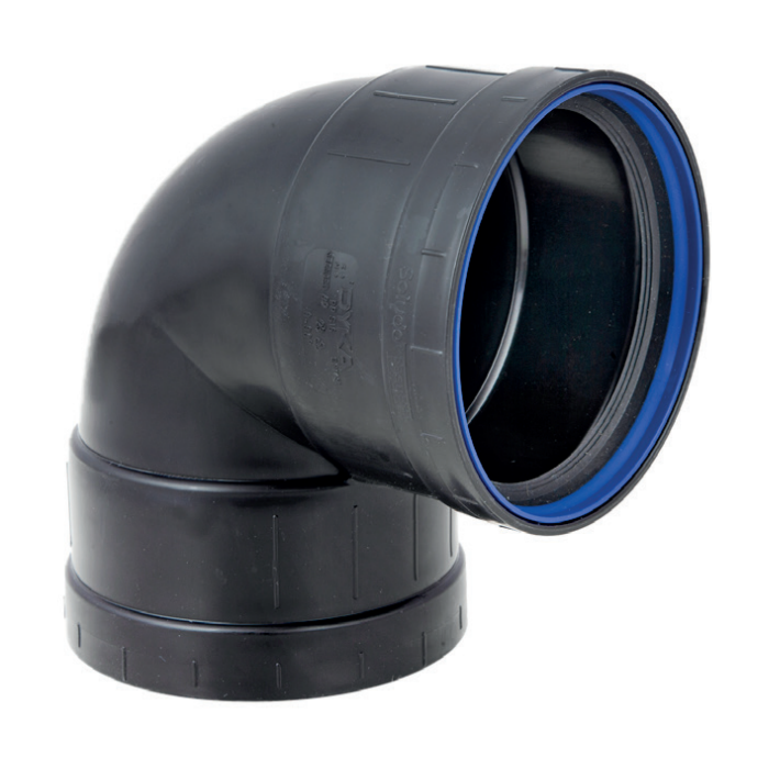 PP bocht zwart 2 x manchet 50 mm 90°
